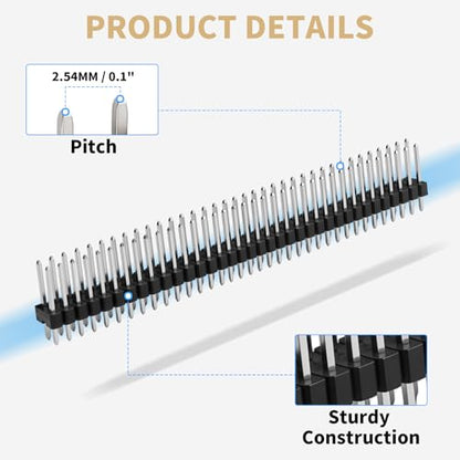 2x40 Pin Header Strip, 13mm, Dual Male Header Pins Connector - size: 13mm Single Row Plastic