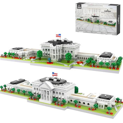 CAXIMSY White House Model Micro Mini Building Block Sets for Adults Architecture Landmark Series Kit Toy Gift for Kids 3000 Pieces - color: White House