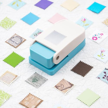BAOFALI 3Pcs Stamp Puncher, 1X0.8inch &1inch Stamp Punch1 Inch Square Punch, Scalloped Rectangle Lever Action Paper Punches for Crafting Scrapbooking DIY Scrapbooking Journaling Card Making - color: 1X0.8inch &1inch Stamp +1 Inch Square Punch
