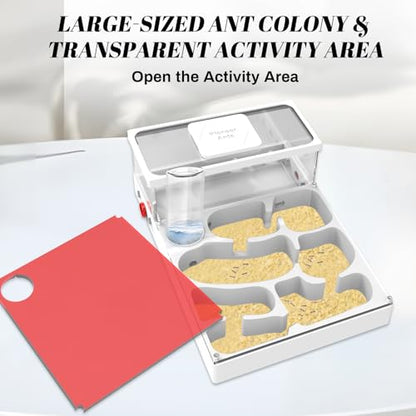 Transparent Ant Habitat – 3D Printed Mini Farm Acrylic with Expansion Ports Water Tower & Sand Nest Indoor Ant Colony Starter Kit for Beginners & Advanced Keepers (No Ants Included)