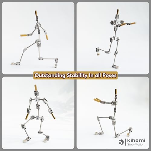 Studio Stop Motion Armature Kit - Feet Tie Down DIY Metal Puppet Figure Skeletons Easy Assembly for Animation Character Design & Creative Fun, Perfect for Stop Motion Animation (Silver, 10.6in) - size: 10.6in