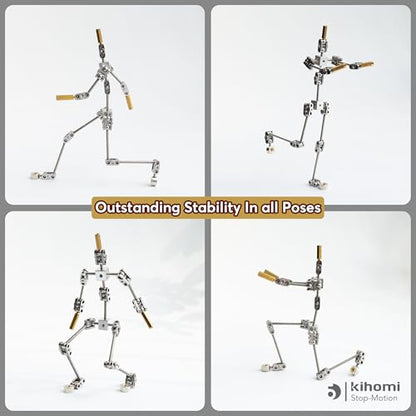 Studio Stop Motion Armature Kit - Feet Tie Down DIY Metal Puppet Figure Skeletons Easy Assembly for Animation Character Design & Creative Fun, Perfect for Stop Motion Animation (Silver, 10.6in) - size: 10.6in