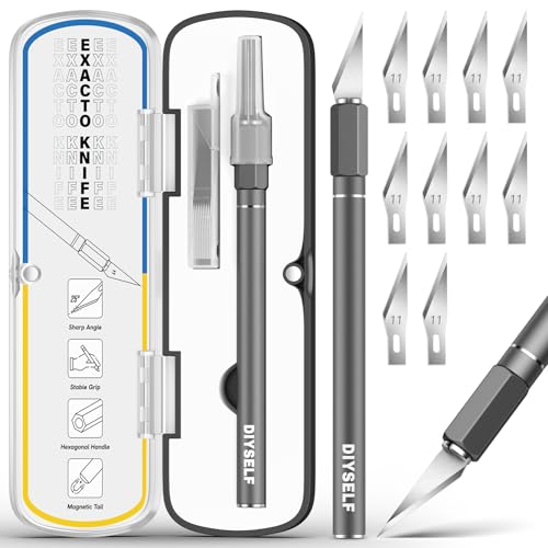 DIYSELF Exacto Knife 12 Pcs Exacto Knife Set with Case for Crafting - color: Grey