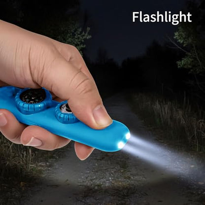 Multifunctional Survival Emergency Whistle for Kids with Compass Hiking Survival, Thermometer & Neck Lanyard | Emergency Safety Gear for Hiking, Camping, Kayaking, Boating, Climbing - color: bule