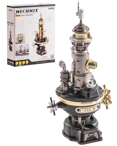 ROKR Navi Lighthouse Mechanical 3D Puzzle, Lighted DIY Building Set for Adults, Building Kits, Desk Decor & Birthday Gifts, Connectable to Mechmix Series