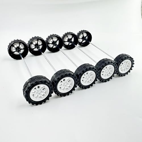 30PCS Toy Car Wheel 2mm Dia Shaft Plastic Car Wheel with 15PCS Metal Shaft Axles for RC Car Truck Robot DIY Model Toy Building Projects (Style 1) - style: Style 1