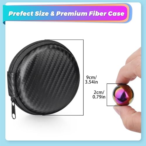Dilabnba 28PCS Rainbow Hematite Magnetic Stones Fidget Toy for Adults, Men Women Magnetic Hand Roller Office Desk Toys for Gifts, Science Kit Rare Earth Magnets with Fiber Case