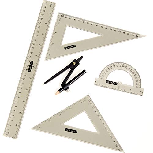 BAZIC Products 4-Piece Geometry Set with Compass, 2-Pack - size: 2-Pack
