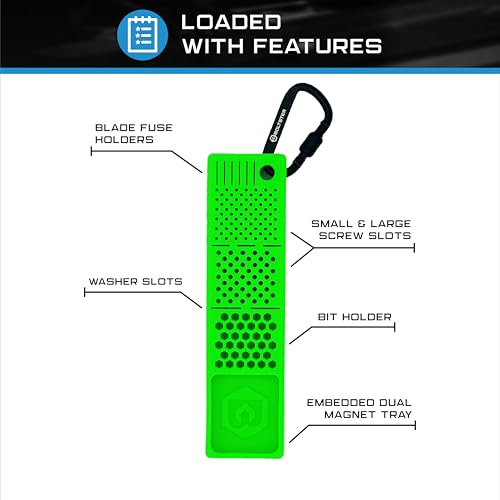 Boltster Bitster 2.0 Magnetic and Flexible Silicone Screw and Bolt Organizer Tray, 1/4 Inch Bit Holder for Screws, Drill Bits & Fasteners, Non Slip Tool Organizer for Garage, Workshop & Automotive - color: Green