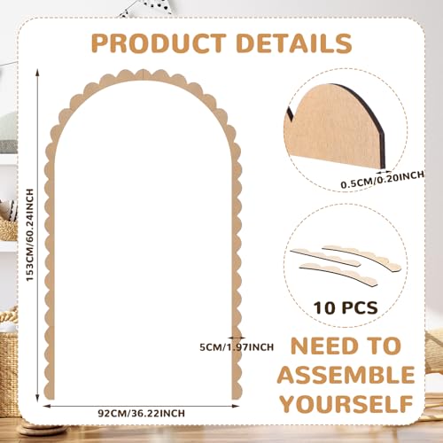 Novabright Unfinished Wood Arch Trim, 60 x 36 Inch, Scalloped - size: 60 x 36 Inch, style: Scalloped