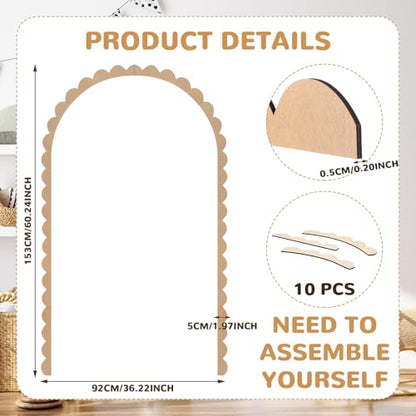 Novabright Unfinished Wood Arch Trim, 60 x 36 Inch, Scalloped - size: 60 x 36 Inch, style: Scalloped