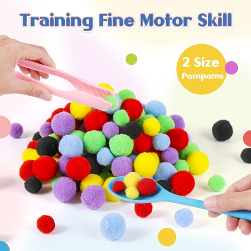 158 PCS Fine Motor Skills Set - style: 150 Pom Poms + 6 Sorting Bowls