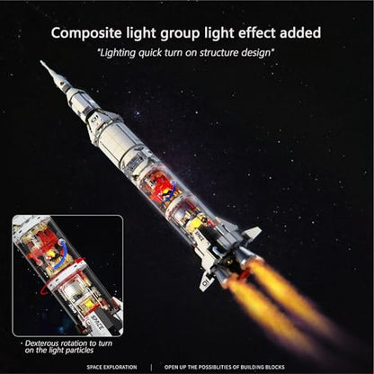 Sosuy Space-Rocket Building Blocks Sets,STEM 1201PCS 6+ Stage Separated Arrow Model Rockets Kit,Light Strip NASA Toys for Boys Adult Teen,Saturn V Models Birthday Gifts for Kids Age 8-12 - style: Space Rocket