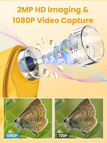 Microscope for Kids, 2.4 Inch Digital Microscope with 1000X Magnification, Handheld Camera Mini Pocket Magnifying Glass, Educational Birthday Gifts Toys for Ages 3+, Yellow - color: Yellow