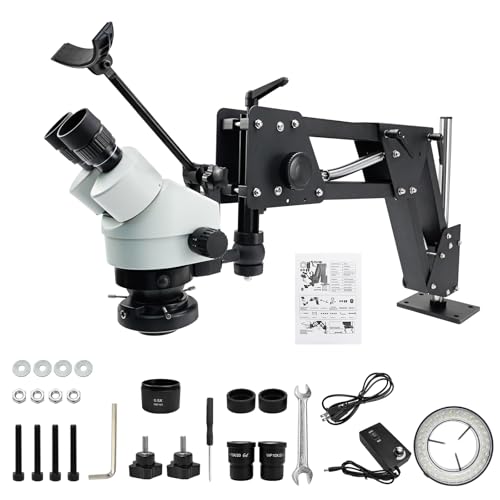 7X-45X Jewelry Microscope with 60 Ring LED Light,Spring Bracket