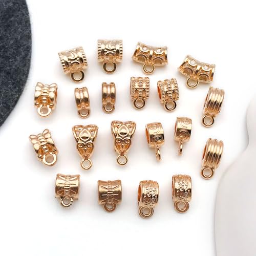 WOCRAFT 60pcs KC Gold Bails Space Beads Bracelet Charms for Jewelry Making Sets DIY Necklace Bracelet Keychain Crafting Charms Kit Craft Supplies (SN854) - color: KC Gold, size: Bails Charms