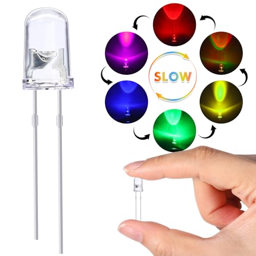 EBOOT 100 Pcs Clear Light Emitting Diodes Bulbs LED Lamp,5mm,Multicolor 01 - color: Rgb Multicolor Slow Blinking