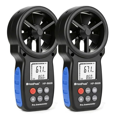 866B Digital Anemometer, Handheld Wind Speed CFM Meter [2 PCS] - color: 866B (2 PCS)