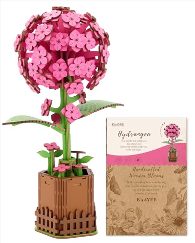 Kaayee 3D Flower Puzzles Hydrangea, Wooden Flowers Craft for Adults - color: Hydrangea Flower