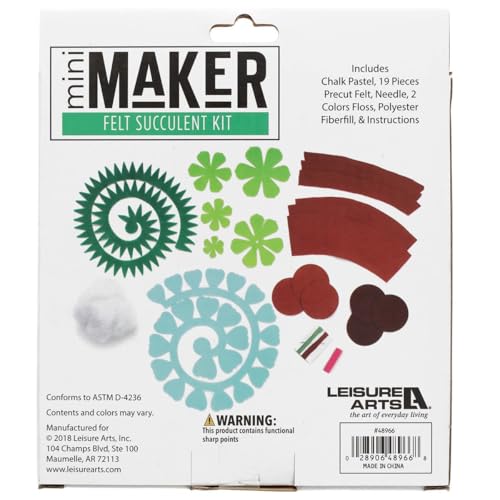Essentials By Leisure Arts Felt Kit Mini Maker Succulent Green 2 Pc Needle Felt Kit with Supplies Included to Create Adorable Succulents! Perfect Felting Kits for Beginners Adult Craft