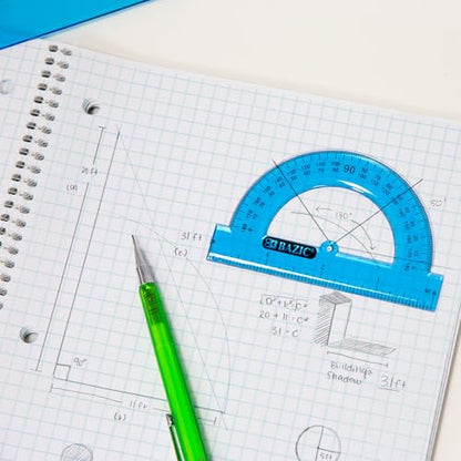 BAZIC Products 5-Piece Geometry Set, Ruler, Triangles, Protractor, Template - size: 1-Pack
