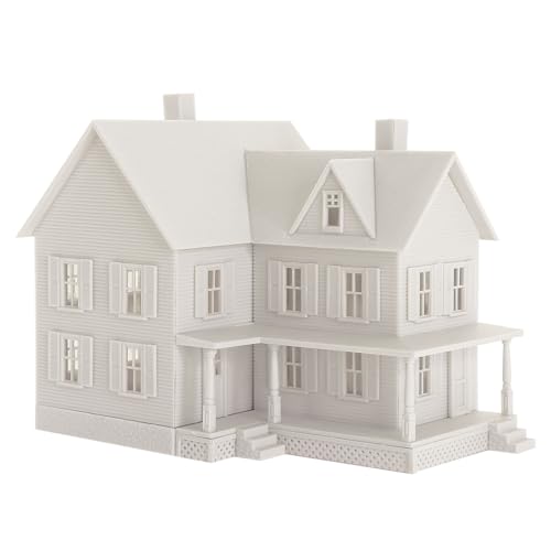 HO Scale Model Blank Village Two-Story House Kit Unassembled Christmas Building for Model Railroad (JZHO6879JJ)