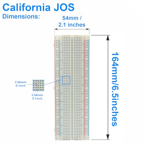 California JOS 1 PCS Breadboard 830 Point Solderless Prototype PCB Board Kit for Arduino Proto Shield Distribution Connecting Blocks
