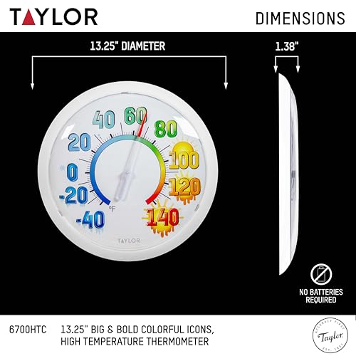Taylor 13.25 Inch in/Out Expanded Temp Range Weather Thermometer - Color - color: Multicolor, size: 13.25 inches (Pack of 1)