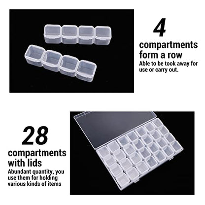 Gem Organizer, Segbeauty Clear Bead Container 28 Compartments with Secure Lids, Removable Tiny Jewelry Storage Box, Transparent Jewelry Organizer for Seeds Craft Making Accessories - size: 28 Count (Pack of 1)