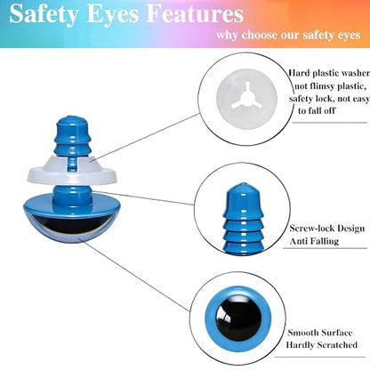 BESTCYC 100pcs 15mm Blue Plastic Safety Eyes Craft Eyes with Washers for Amigurumi Dolls Plush Animals DIY Craft Lovers Doll Makers Crochet Craft Supplies - color: Blue, size: 15mm