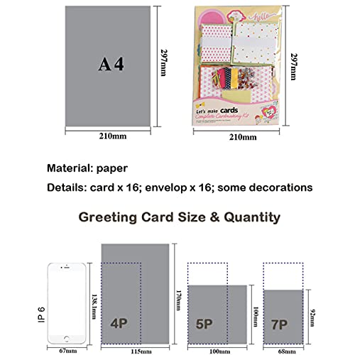 Huralona Greeting Card Making Supplies Envelope Kit Gift Anniversary Craft - color: Pink