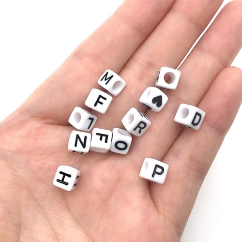 YMSDZHL Alphabet Beads A-Z 1200+Pcs Letter Beads, Acrylic 4x7mm Round Letter Bead Kits,Black Digit and Colorful Smile Bead for Bracelets Necklaces DIY Jewelry Making (Square White,1200+PCS) - color: Square White