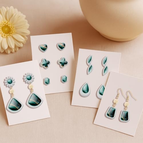 Polymer Clay Cutters - 22 Shapes Gemstone Earrings, Gemstone Polymer Clay Cutters for Jewelry, Earring Making Kit with Storage Box - style: Gem-shaped (22 pcs)