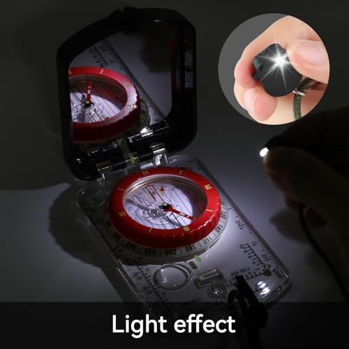 Compass Military Grade, Precision Navigation Compass for Hiking - color: clear Red