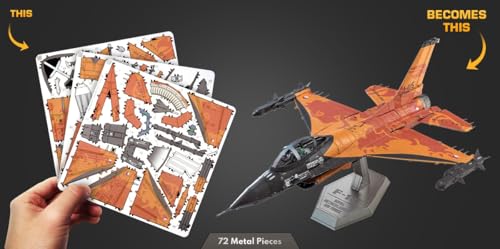 Metal Earth F-16 Royal Netherlands Orange Lion 3D Metal Model Kit Fascinations