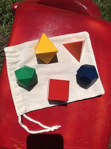 3D Printed Platonic Solids - Cube, Tetrahedron, Octahedron, Dodecahedron, Icosahedron, Pouch Gift