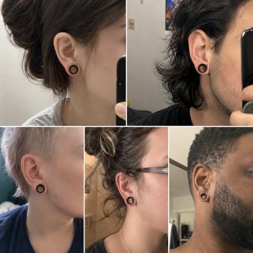 Oyaface 20 PCS Piercing Tunnel Set Soft/Hard Silicone Flesh Ear Plugs 2g-25mm Flexible Ear Stretching Gauge Expander - color: Black(thin)