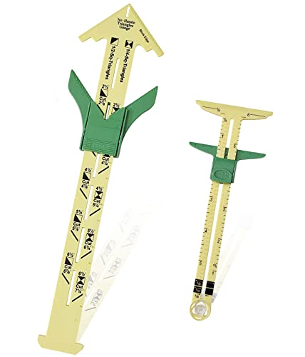YEQIN 2 Pieces Handy 5-in-1 Sliding Gauge and No-Hassle Triangles GaugeSewing Measuring Tools, Plastic T Gauge Hem Gauge for Sewing Quilting. 2 Different Size - size: Size 3(style1+2)