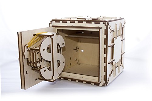UGEARS Model Safe Kit 3D Wooden Puzzles for Adults - Wooden Model Kits for Adults - Mechanical Safe Puzzle Box, 3D Puzzles for Adult, DIY Wooden Model, Brain Teaser Hobby Gift Set for Fathers Day