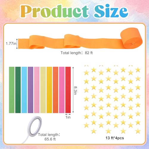 700 Sheet Rainbow Paper Chain Strips and 52 ft Gold Star Garland Set - color: Rainbow-700pc