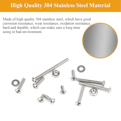 254 Pieces #2-56 x 3/16", 1/4", 5/16", 3/8", 1/2", 5/8", 3/4", 1", Button Head Socket Cap Screws Nuts Washers Assortment Kit - size: #2-56, style: Button Head Socket Cap