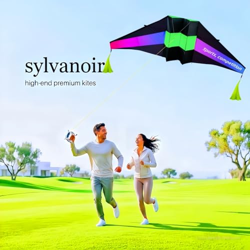 118.1-inch Giant Box Kite Adult Size Kite with Tassel Tail and 300-foot Flying Line | Perfect for Beach and Park Fun | Ideal - color: Black, green, and pink