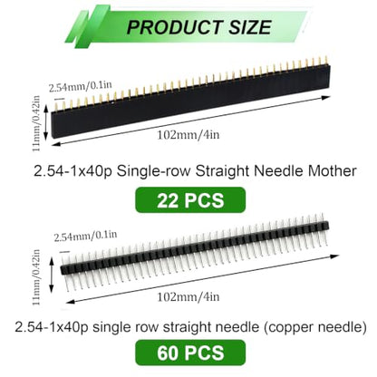 82pcs 2.54mm Male and Female Pin Header Connector 40Pin Breakaway Pin Header and PCB Board Pin Header - size: 82pcs-2.54mm Male & Female Pin Header Connector