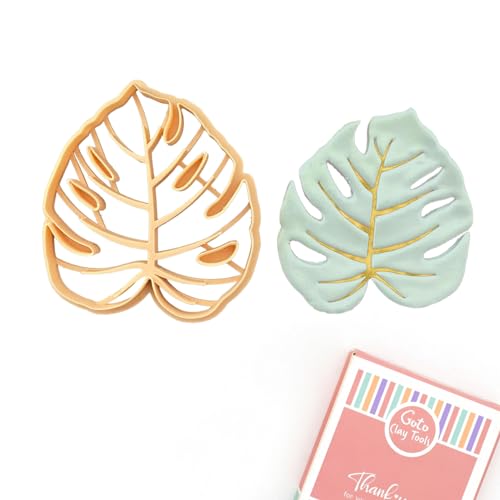 GOTO CLAY TOOLS Trinket Dish Cutter for Polymer Clay, Monstera Leaf Trinket Dish Cutter, 4 inch Length, Embossed Polymer Clay Cutters, Monstera - color: Monstera Leaf