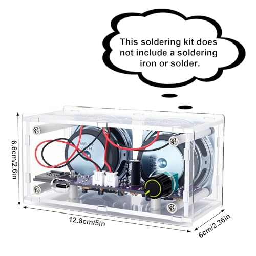 DIY Bluetooth Speaker Kit with LED Light Show - Acrylic Case Dual Speaker Set - Soldering Practice Electronics Kit for Adults & Teens - STEM Projects