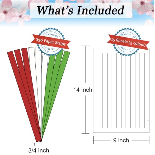 15 Christmas Paper Weaving Project • Anxiety Relief PaperCraft • DIY Placemats with ¾-inch Paper Strips and 9x14-inch Mats • Beginner Learn to Weave • Home and Classroom Decor (Red White Green) - color: Red White Green
