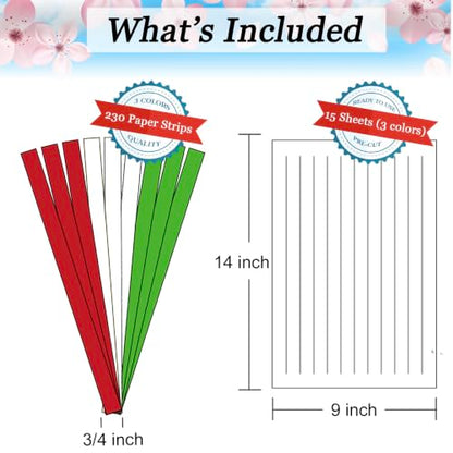 15 Christmas Paper Weaving Project • Anxiety Relief PaperCraft • DIY Placemats with ¾-inch Paper Strips and 9x14-inch Mats • Beginner Learn to Weave • Home and Classroom Decor (Red White Green) - color: Red White Green