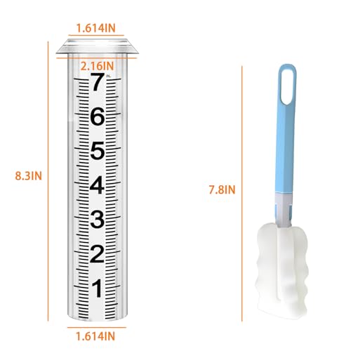 Rain Gauge Replacement Tube,7" Capacity Accurate Rain Gauge Tube for Yard,Upgraded Rain Gauge Outdoor Freeze Proof Tube,Plastic Rain Meter Tube,Rainfall Measure Tube,1 Thickened Tube with 1 Brush - color: Plastic Rain Gauge Tube A