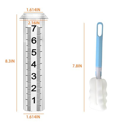 Rain Gauge Replacement Tube,7" Capacity Accurate Rain Gauge Tube for Yard,Upgraded Rain Gauge Outdoor Freeze Proof Tube,Plastic Rain Meter Tube,Rainfall Measure Tube,1 Thickened Tube with 1 Brush - color: Plastic Rain Gauge Tube A