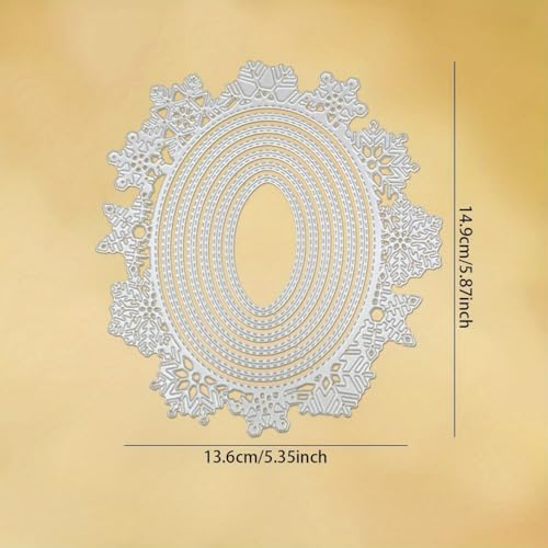 Lapoo Geometric Cutting Die for Scrapbooking - Durable, Cut Stencils for DIY Scrapbook Photo Album Decorative Paper Card, Card Making Supplies (Snowflake Round Frame 5.9 x 5.4 in) - style: Snowflake Round Frame 5.9 x 5.4 in
